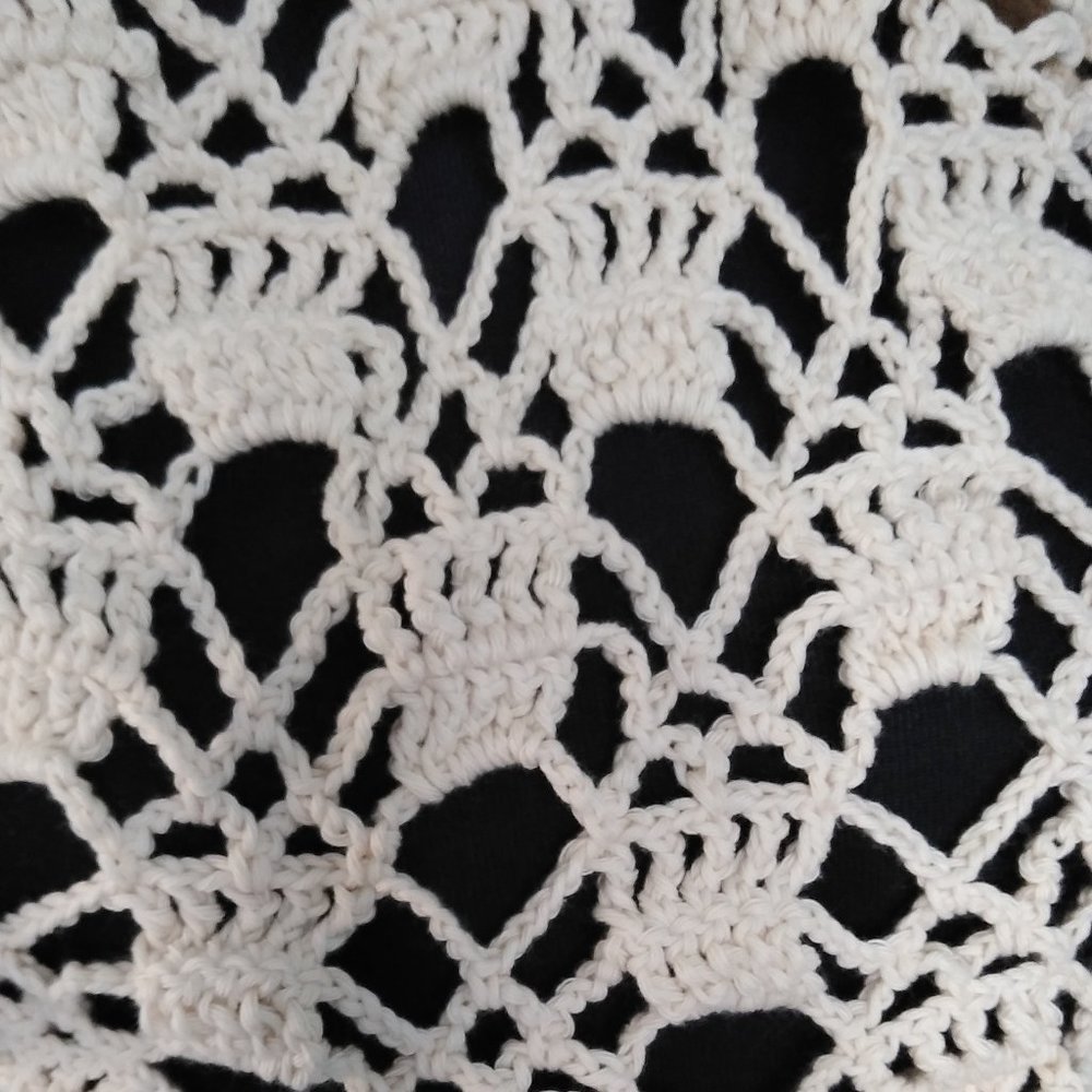 Handmade Crochet Crème Ivory Scarf w/Tassels - Picture 7 of 7